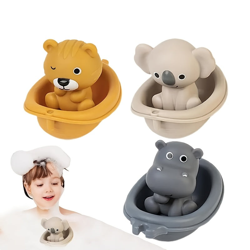 Colorful Floating Animal Bath Toy Set with Stackable Boat and Animals