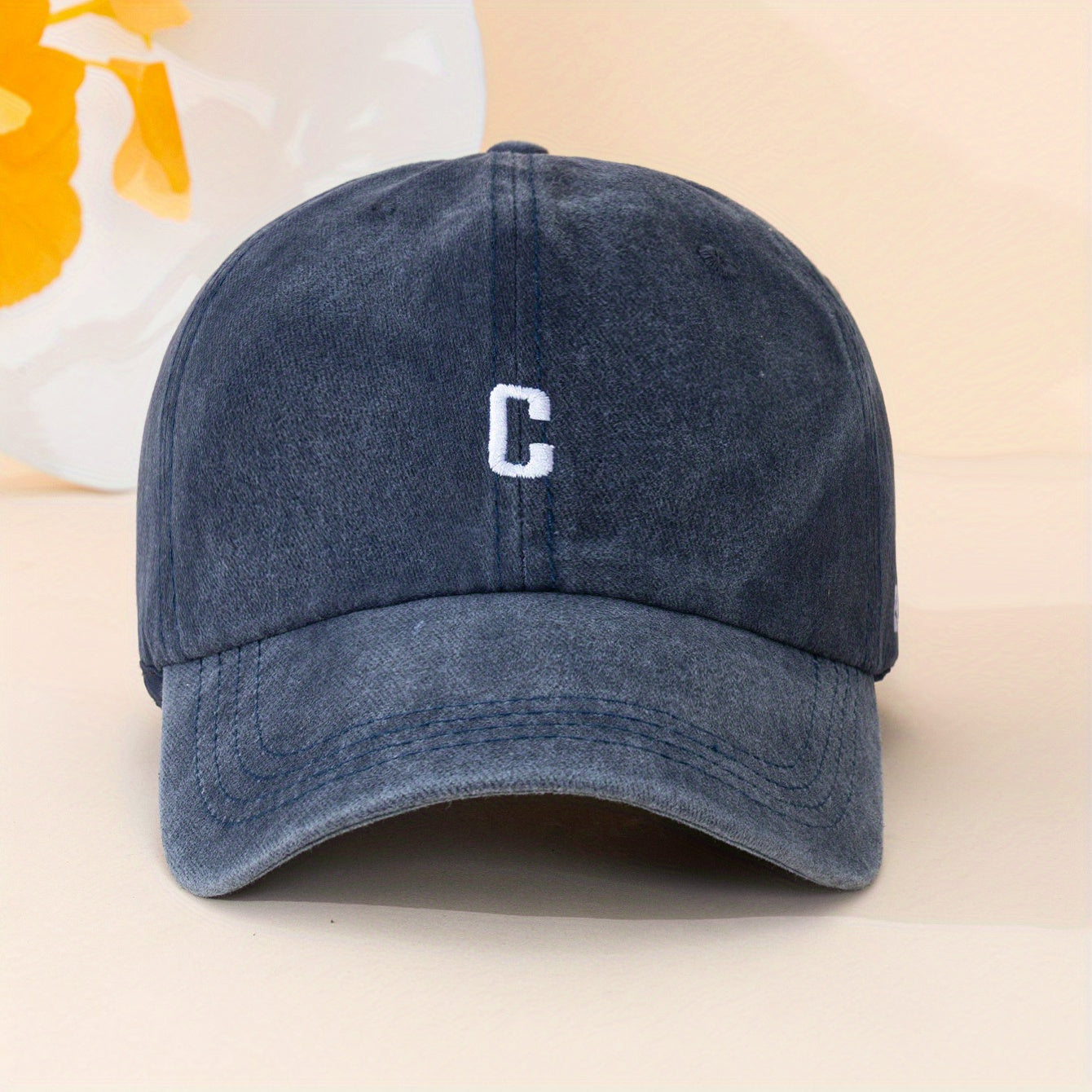 Classic Solid Washed Distressed Embroidery Baseball Cap Unisex Sun Hat