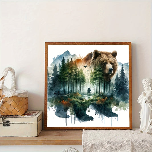 Enchanted Forest Bear Wooden Jigsaw Puzzle Animal Shaped Challenging for Adults