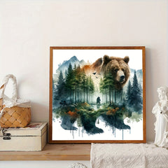 Enchanted Forest Bear Wooden Jigsaw Puzzle Animal Shaped Challenging for Adults
