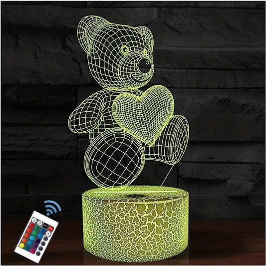 3D Bear Night Light For Kids 16 Colors Changing Remote Control