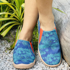Women's Colorblock Canvas Slip-On Shoes Round Toe Flat Comfy Shoes