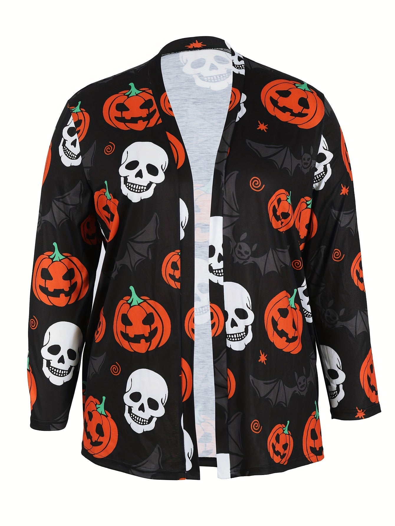 Women's Plus Graphic Print Long Sleeve Cardigan