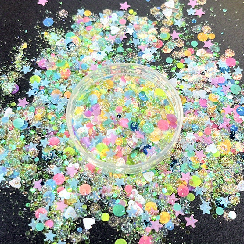 10g Holographic Nail Glitter Powder Mixed Shape Flakes Sequins for Manicure DIY