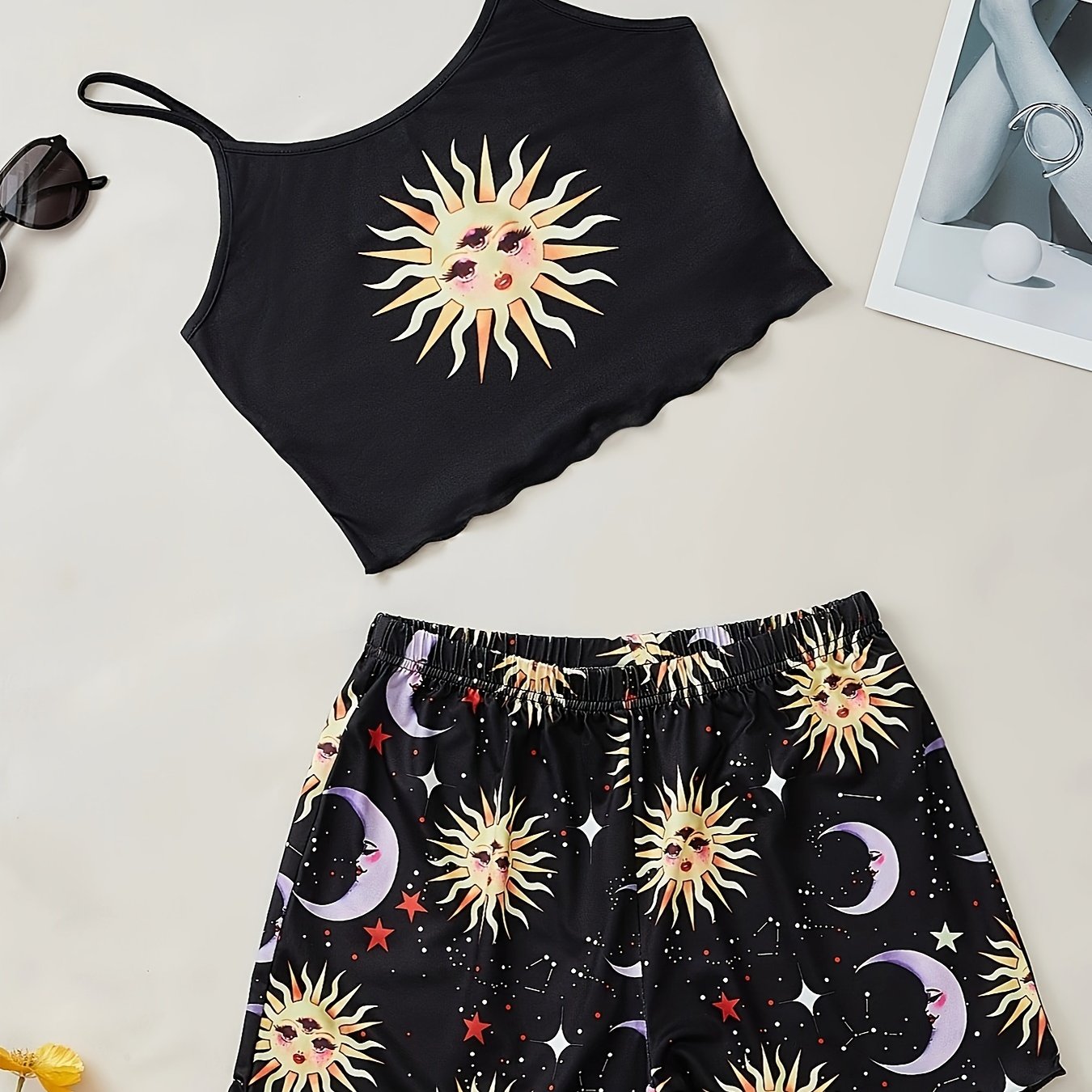 Sun & Moon Lounge Set Cami Top & Shorts Women's Loungewear