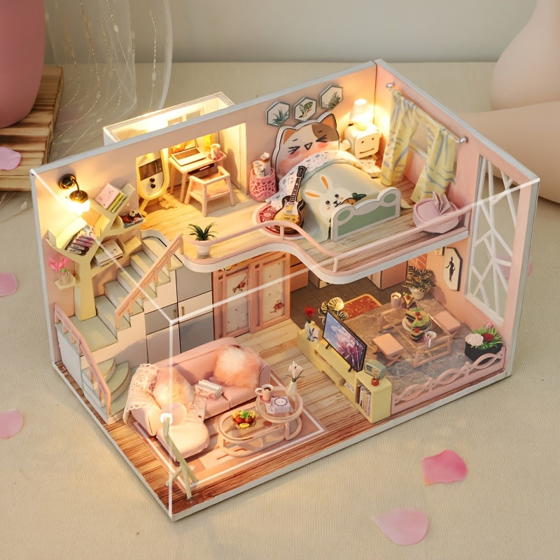 Book Corner Kit DIY Mini Dollhouse Modern Loft 3D Puzzle Souvenir Gift