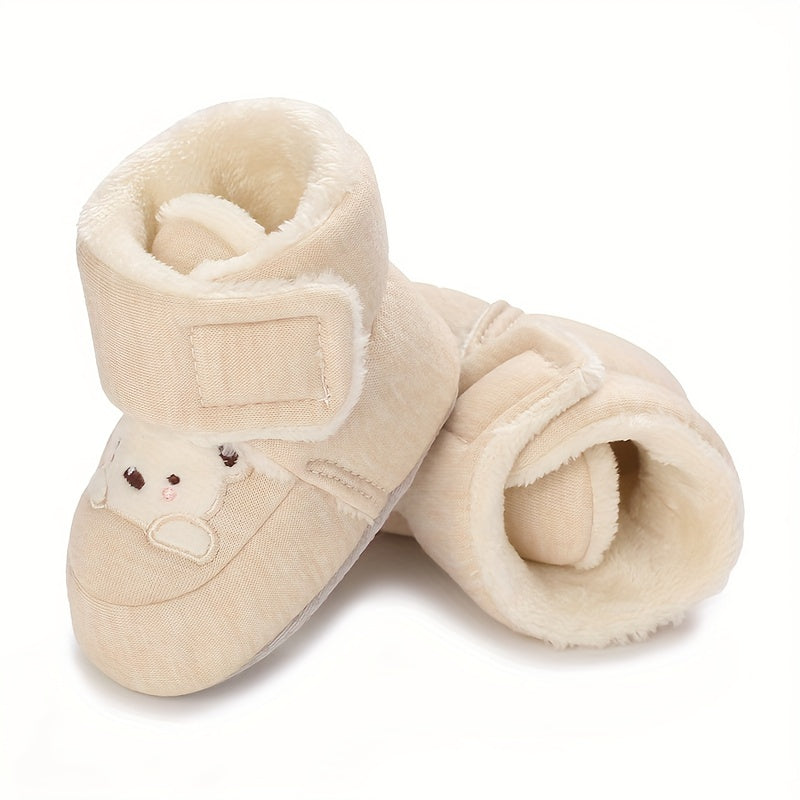 Cute Bear Baby Girl Boots Soft Warm Fleece Indoor Outdoor Walking