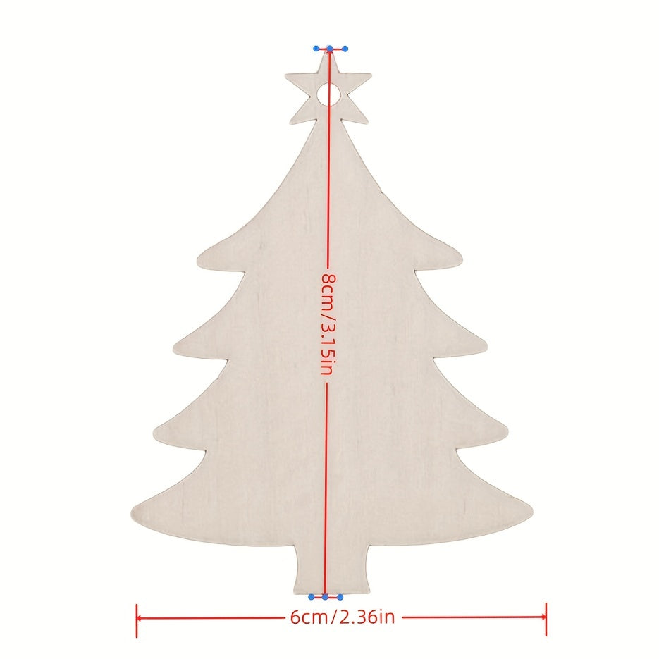 10pcs Wooden Christmas Tree Pendant Snowman Decor DIY Wood Crafts