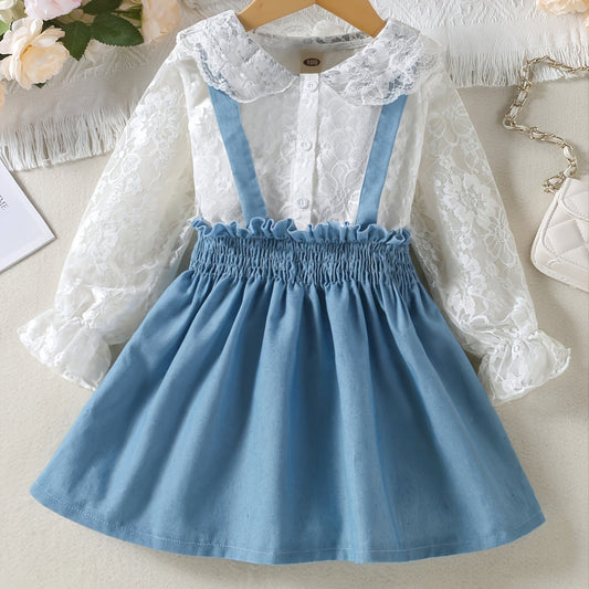 Baby Girls' Ruffled Blouse Top & Suspender Skirt Set