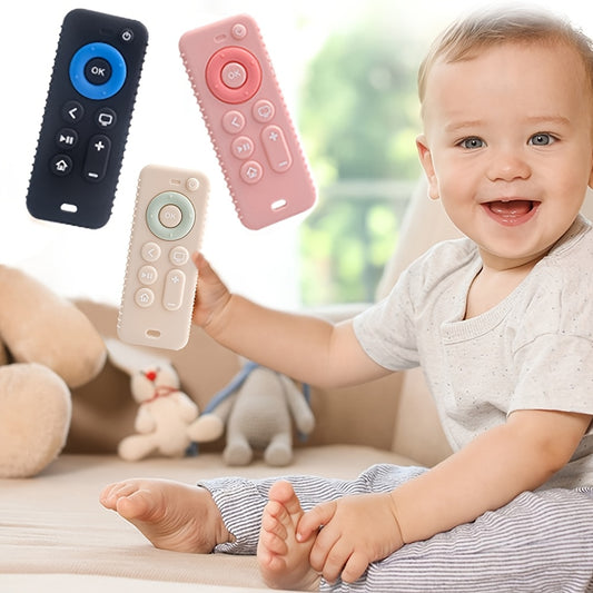 Silicone Remote Control Teether for Youngsters Soft Safe Chew Toy in Pink