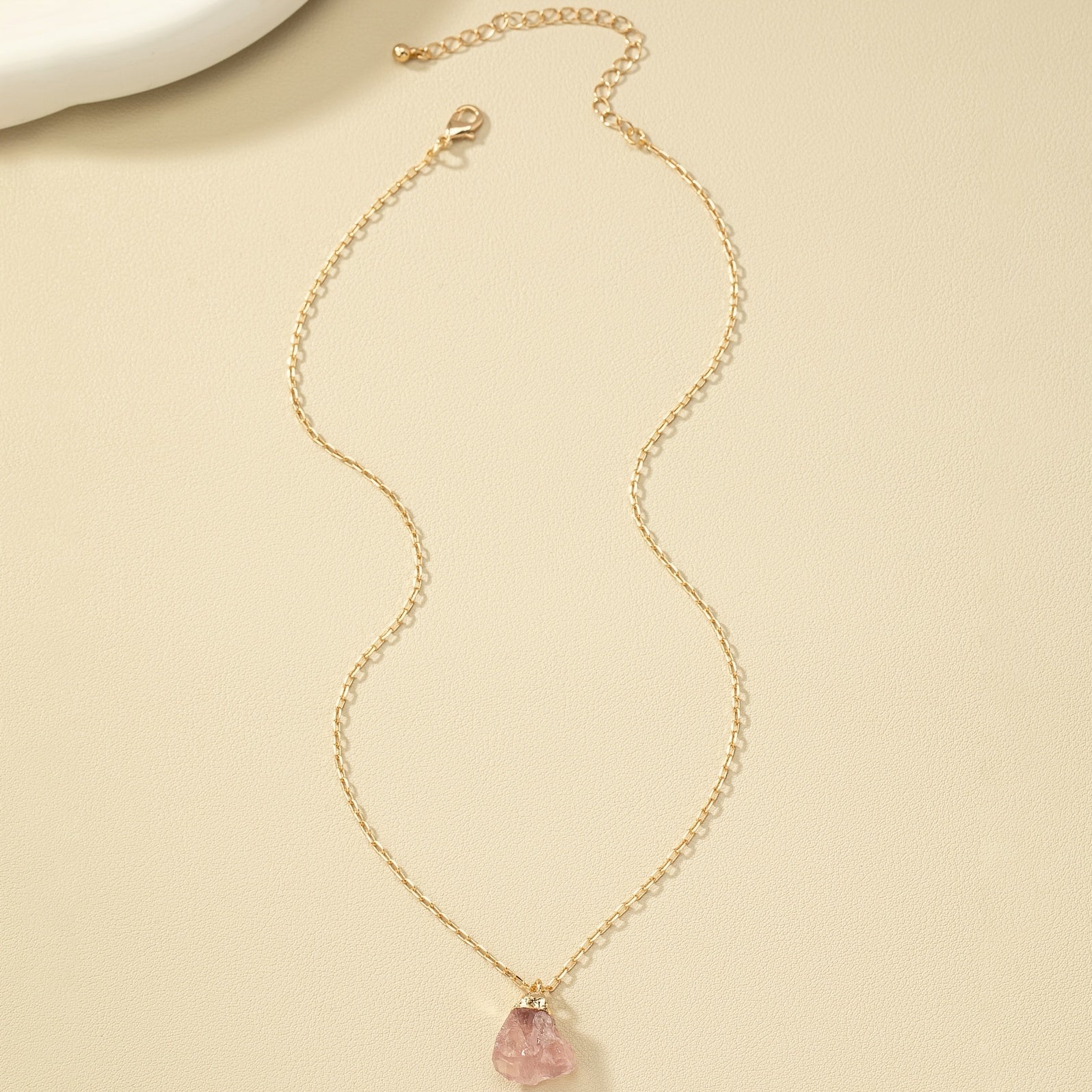 Irregular Crystal Stone Pendant Necklace 14k Plated Women's Necklace
