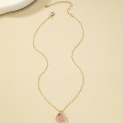 Irregular Crystal Stone Pendant Necklace 14k Plated Women's Necklace