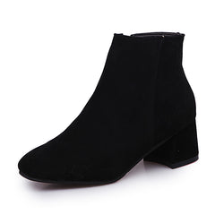 Women's Block Heel Ankle Boots Side Zip Short Booties