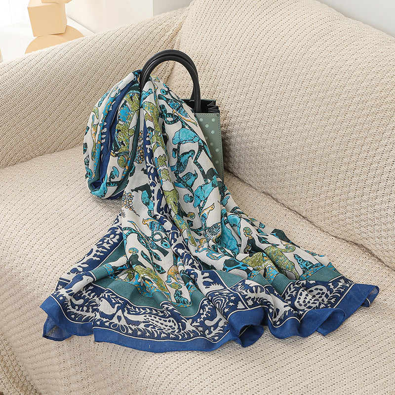 Cotton Linen Printed Scarf