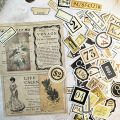 95pcs Vintage Number Label Tag Scrapbook Stickers