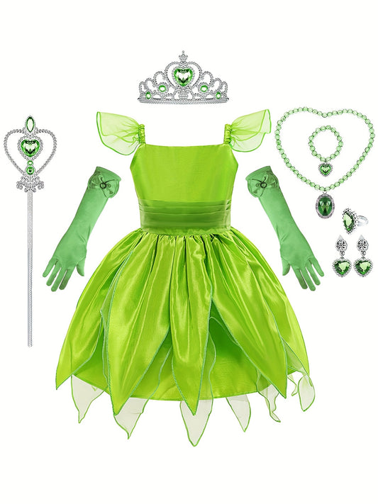 Girls Cartoon Princess Dress & Accessories Set for Holiday Party