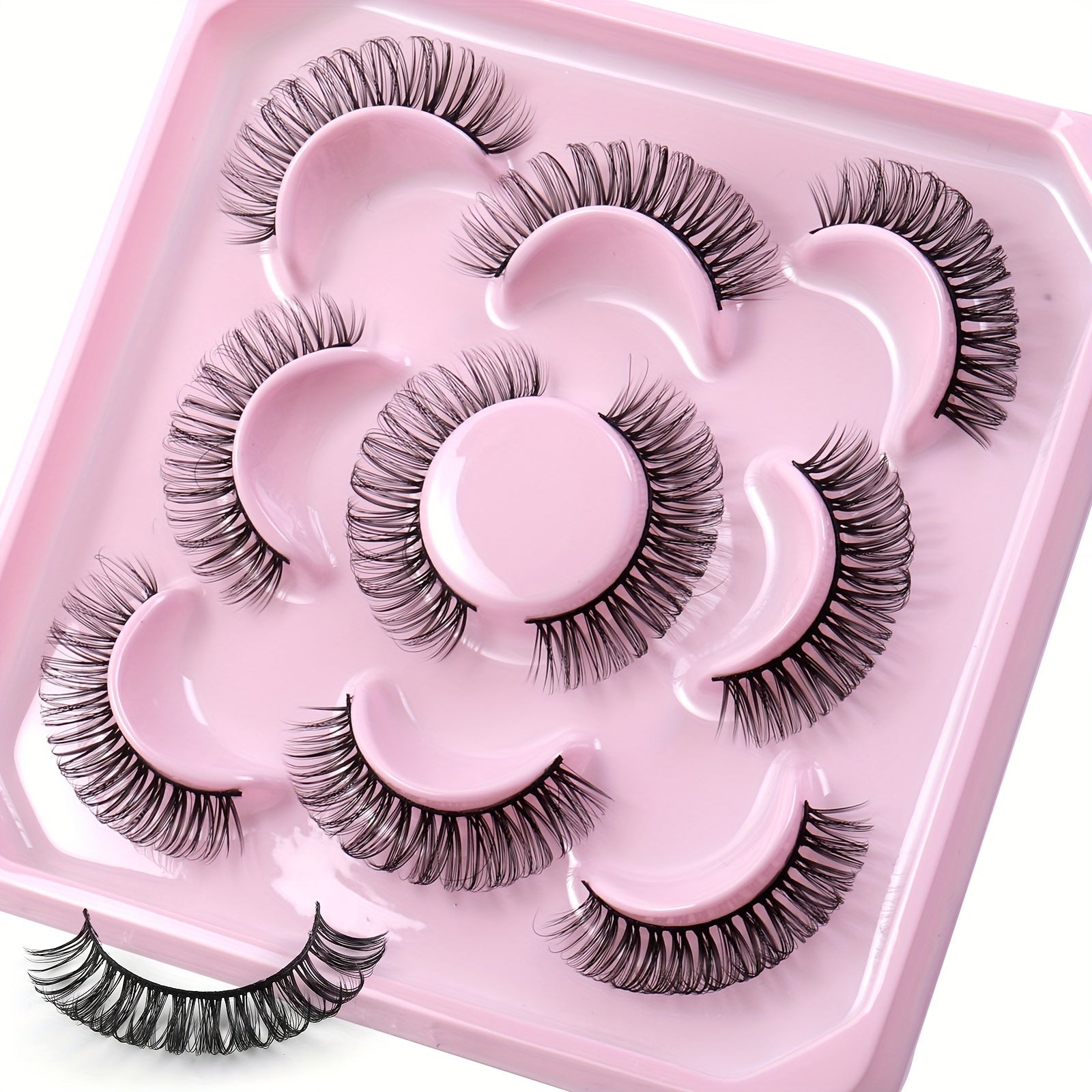 5 Pairs 3D Fluffy Cat Eye Lashes D Curl Wispy Natural Volume Faux Mink Lashes