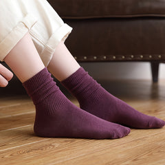 5 Pairs Warm Mid Tube Women's Solid Socks Comfy Stockings