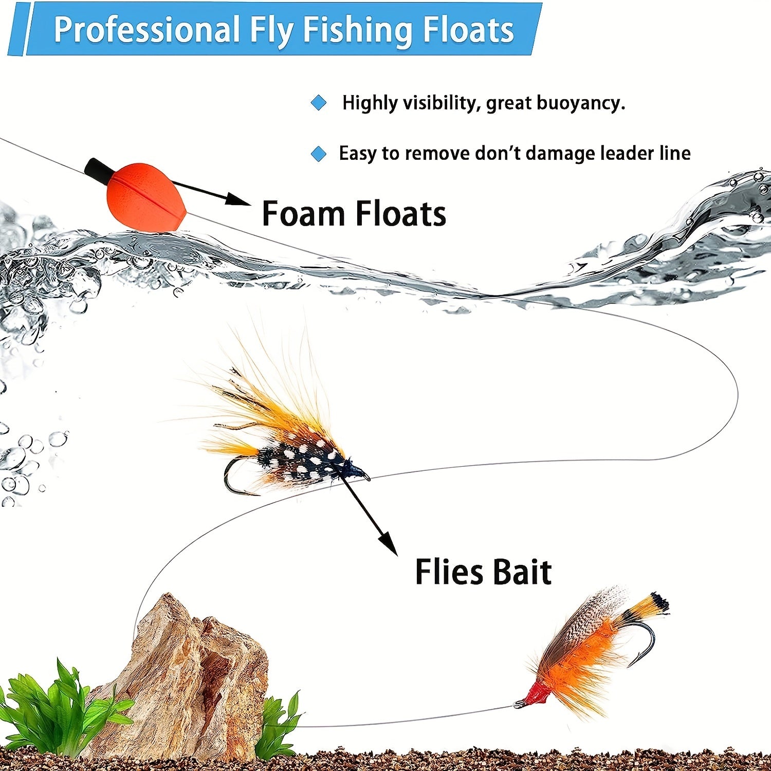 15pcs Trout Float Fly Fishing Indicator Highly Visible Bob Fishing Float