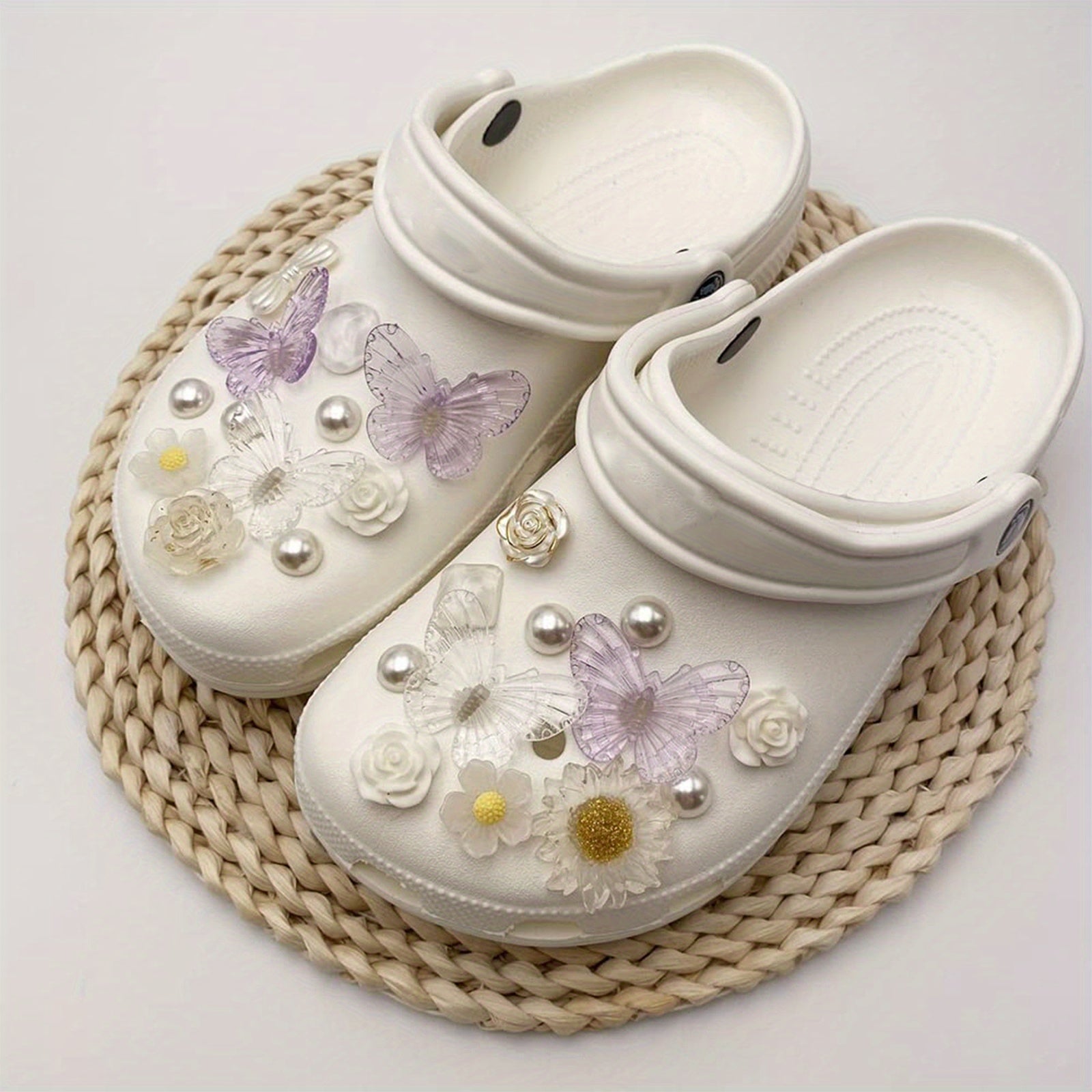 24Pcs Butterfly & Flower Shoe Charms for Clogs Sandals