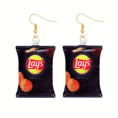 Chip Snack Bag Dangle Earrings Acrylic Jewelry Gift