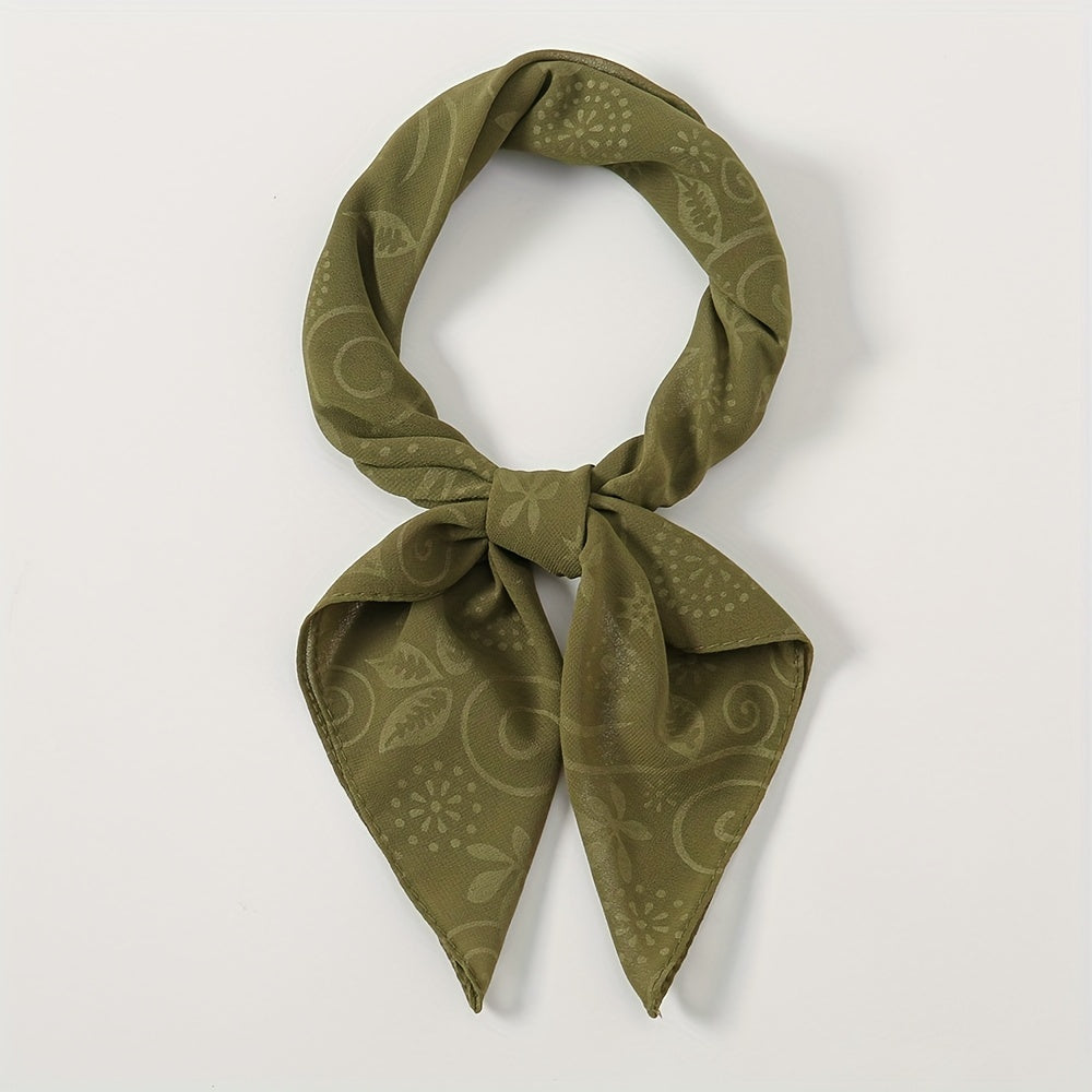 Embossed Chiffon Square Scarf Solid Bandana Head Wrap Neckerchief