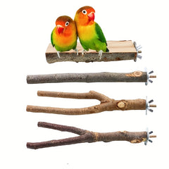 4 Pack Wood Bird Perch Parrot Stand Toys Hanging Platform Swing Toy