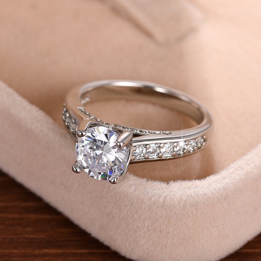 925 Silver Plated Zircon Wedding Ring for Women