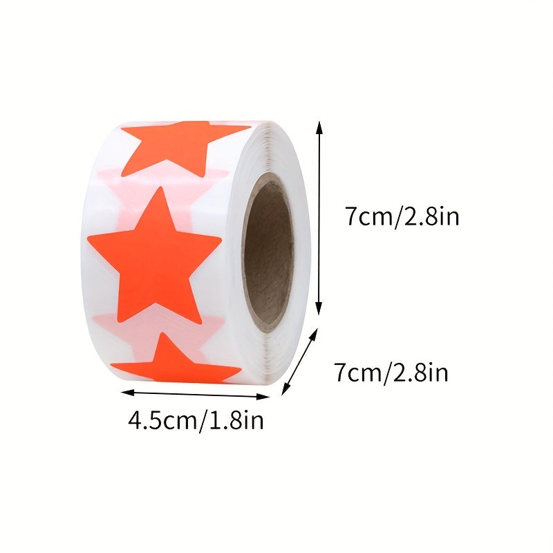 500 Sheets 38mm Fluorescent Red Pentagram Sticker Roll