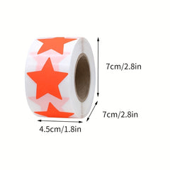 500 Sheets 38mm Fluorescent Red Pentagram Sticker Roll