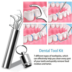 Portable Stainless Steel Toothpick Set with Stand & Bag