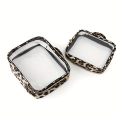 Leopard Print Makeup Bag Clear Waterproof Portable Toiletry Bag