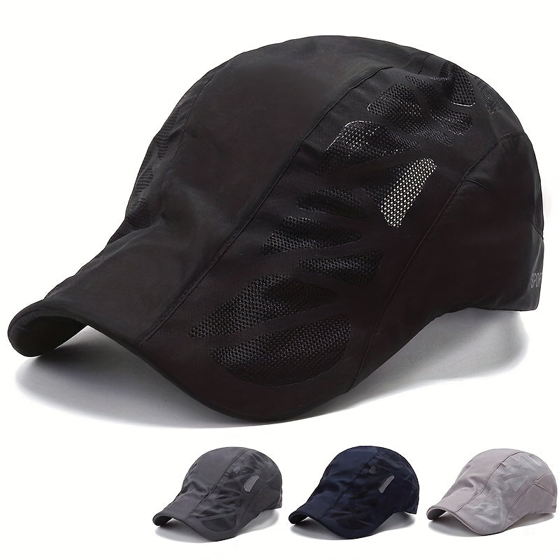 Men's Breathable Mesh Summer Hat Adjustable Newsboy Beret Cap