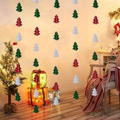 12pcs 3D Mini Christmas Tree Paper Hanging Flags for Holiday Party Decorations