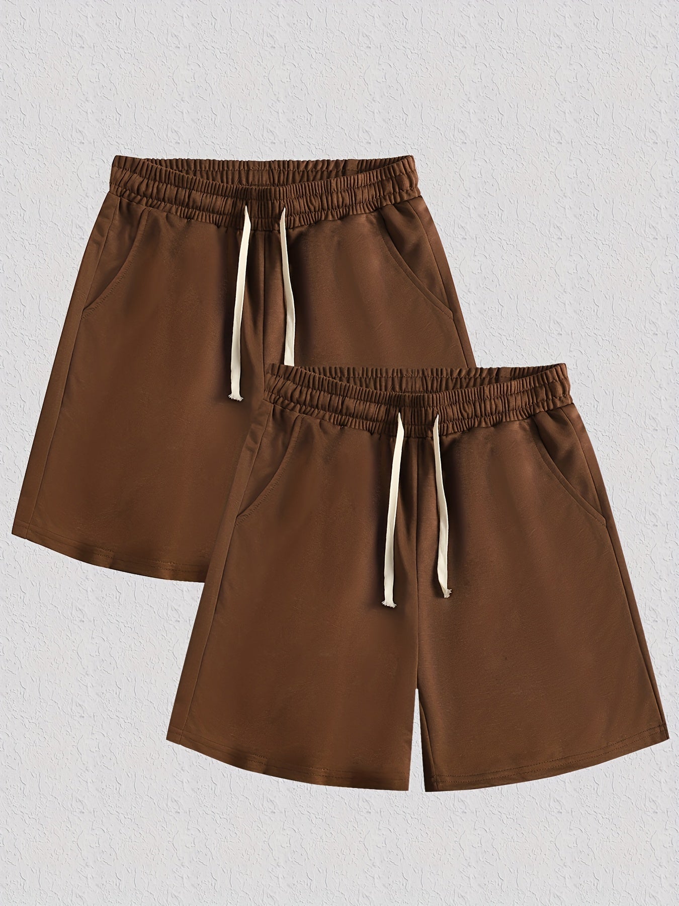 Men's Casual Solid Elastic Waist Drawstring Shorts for Summer