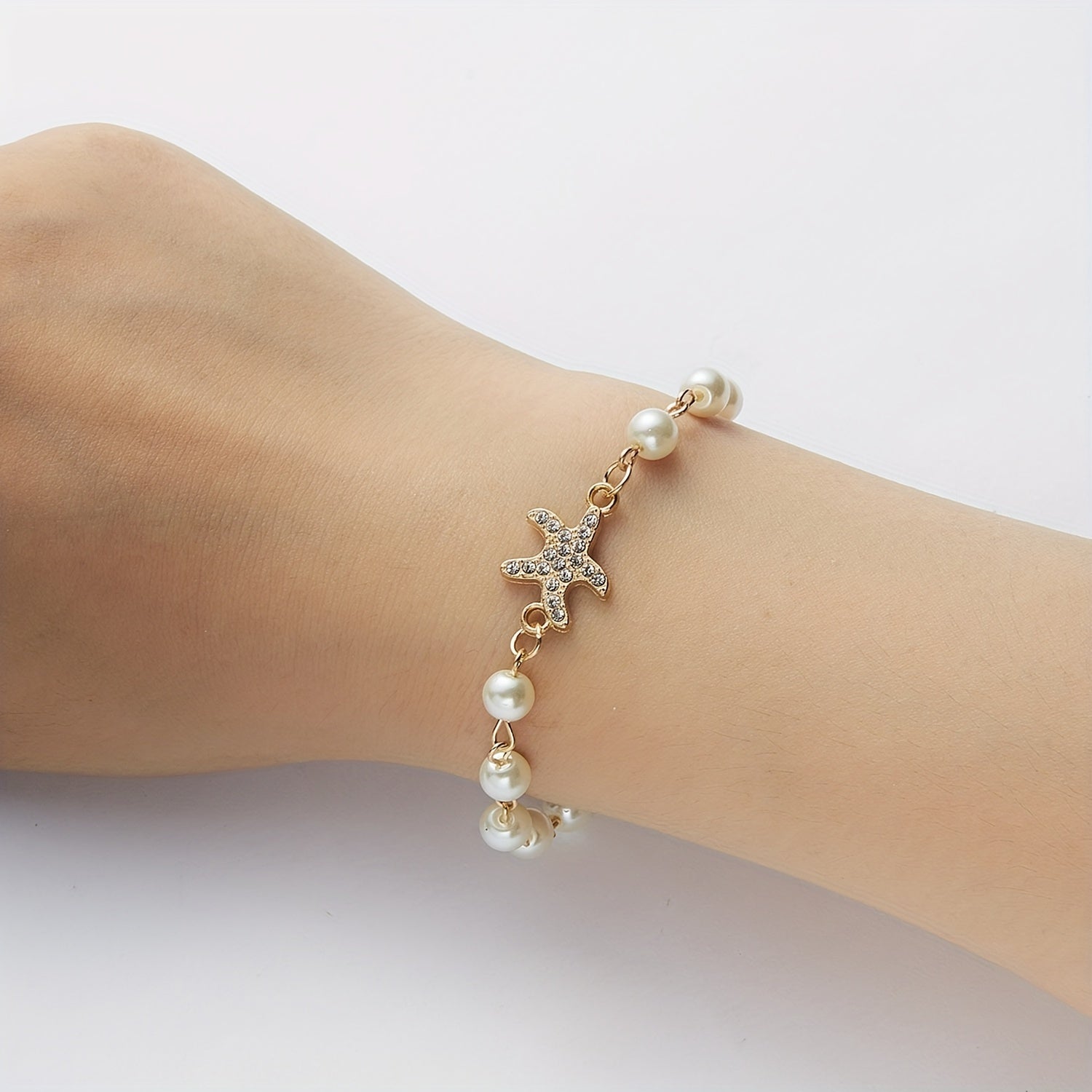 Y2K Faux Pearls Beaded Chain Bracelet for Women