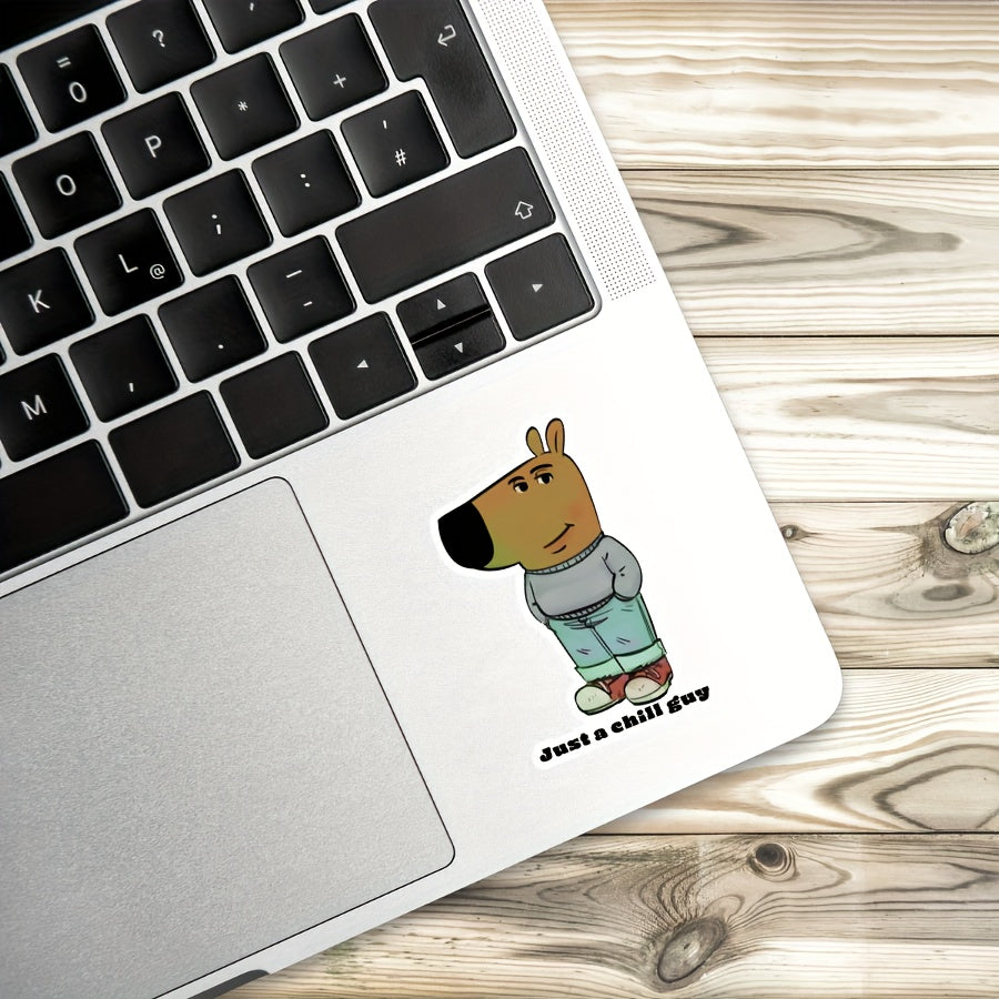 Just a Chill Guy Meme Die Cut Sticker Fun Cartoon Decal