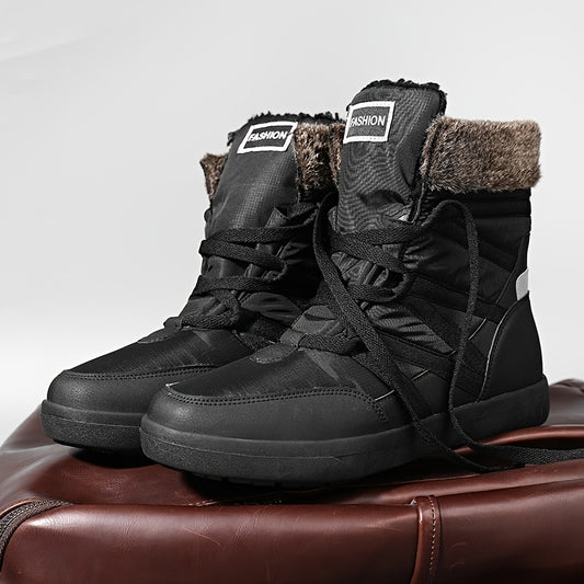 Men's High Top Snow Boots Winter Warm Fleece Non Slip Lace Up