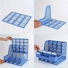 Thickened Quadruple File Holder Storage Box w/ Pen Holder & Frame