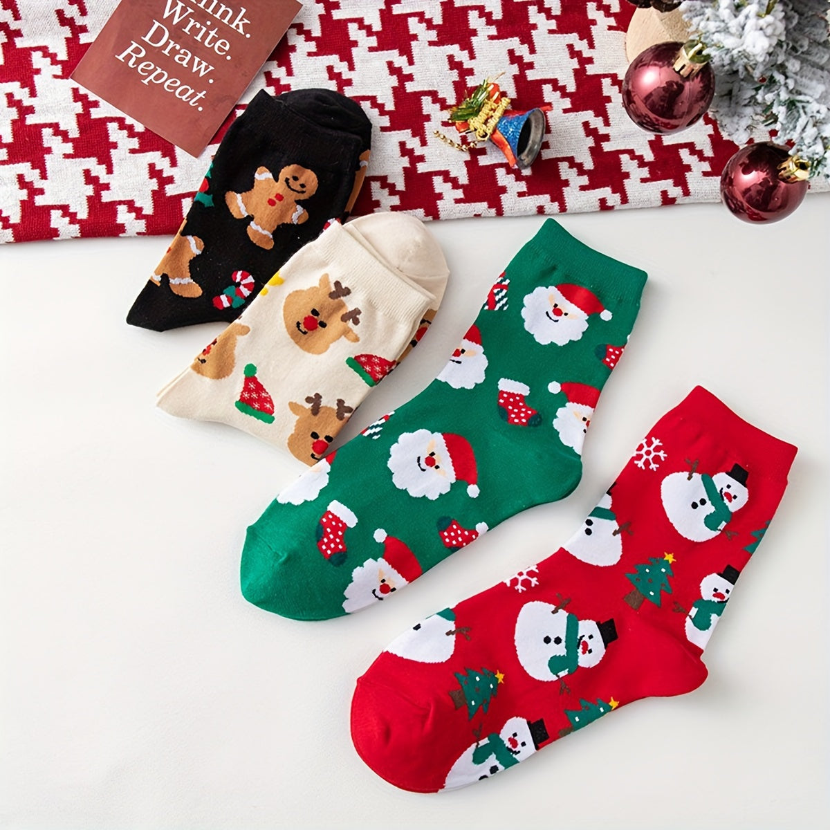 Christmas Print Socks Comfy Mid Tube Stockings