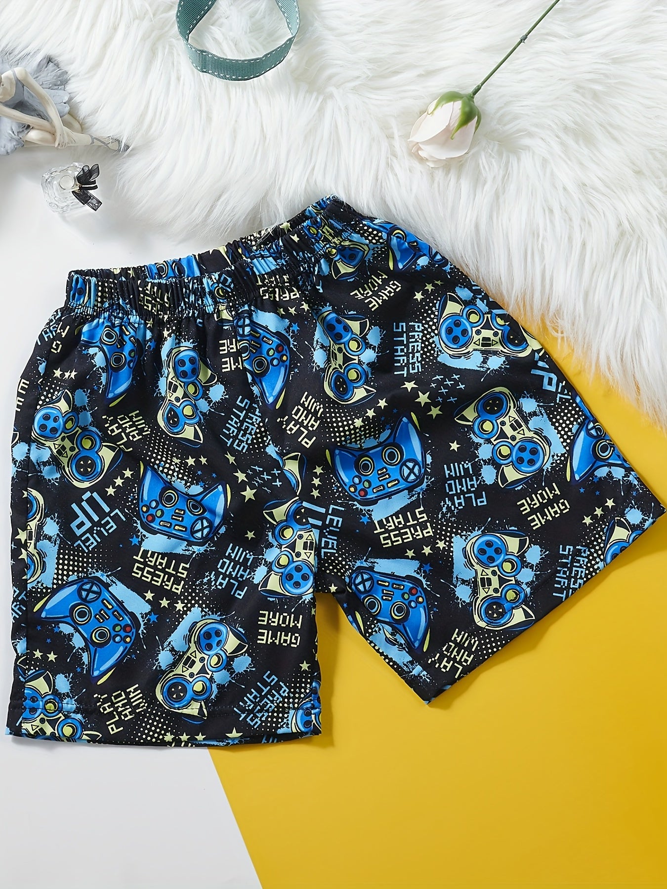 Boys Gamepad Print Shorts Comfortable Summer Clothes