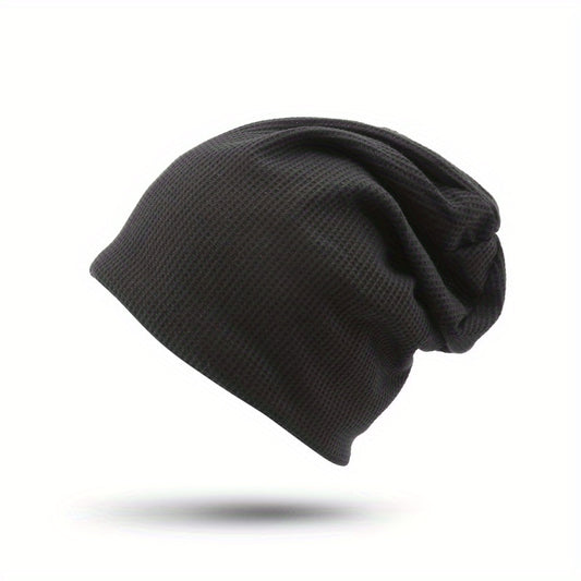 Embossed Solid Lightweight Slouchy Skull Cap Unisex Couple Knitted Beanies