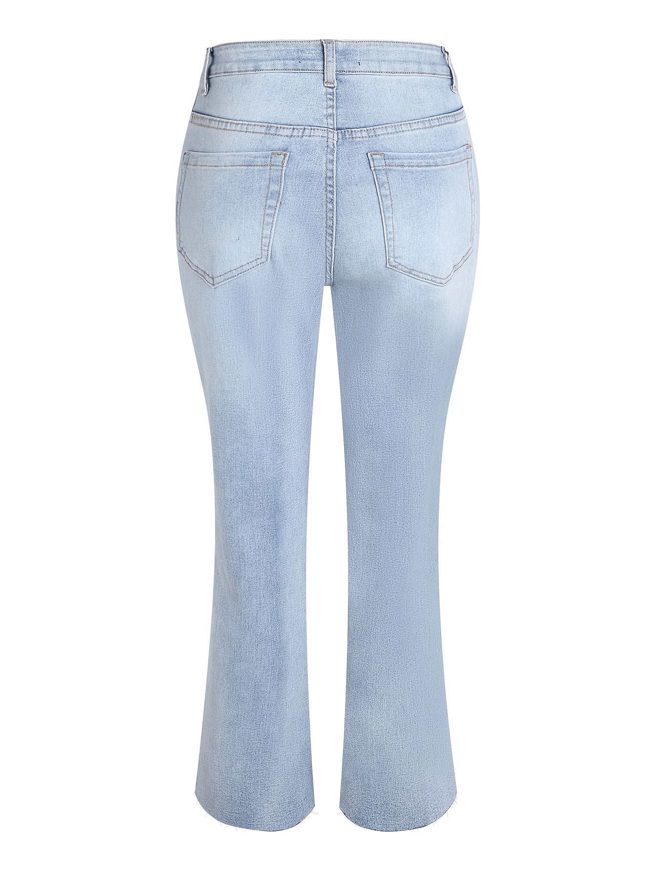 Women's Plus Ripped Fringe Trim Flare Leg Jeans