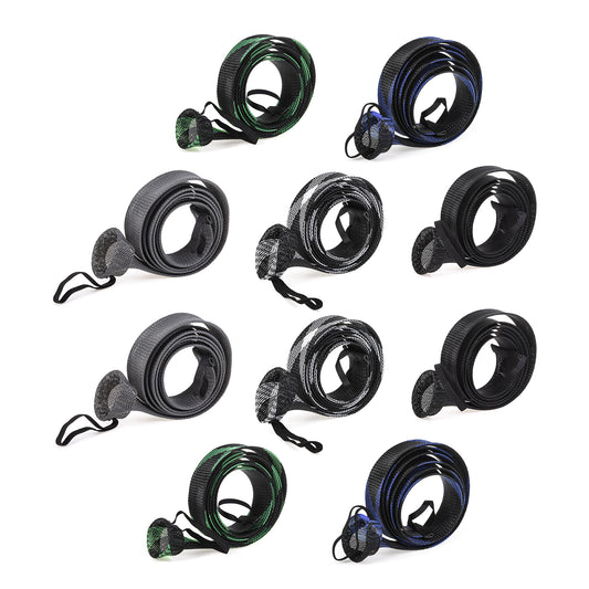 10pcs Leofishing Fishing Rod Sleeve 74 8in Braided Mesh Rod Cover with Straps