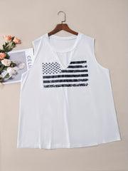  Independence Casual Tank Top Women's Plus Flag Print