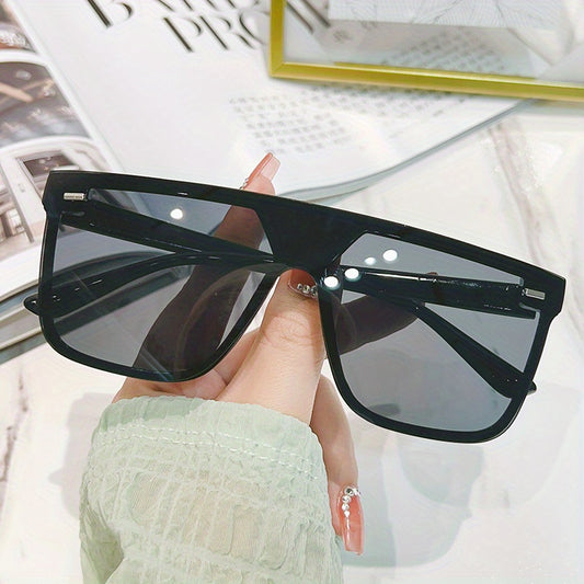 Square One piece Sunglasses Rivet Decor Anti Glare UV400