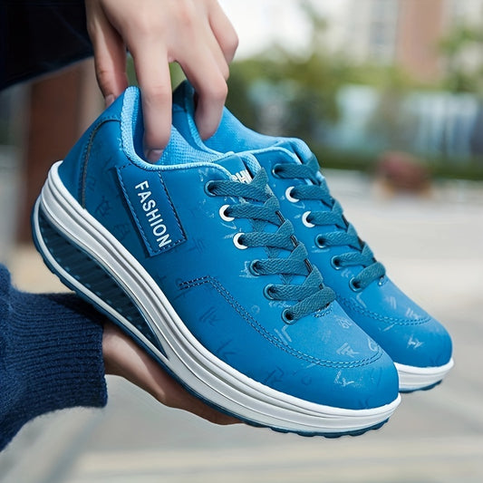 Women's Wedge Heeled Sneakers Casual Lace Up Outdoor Shoes