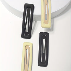 4pcs Matte Snap Clip Rectangle Shaped Hair Clip for Women Girls
