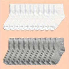 10 20 30 Pairs Solid Socks Comfy & Breathable All match Socks Women's Stockings