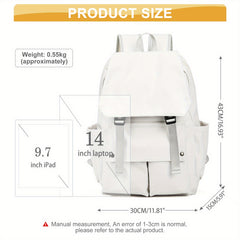 Casual Solid Backpack Minimalist Storage Travel Bag Flap School Bag